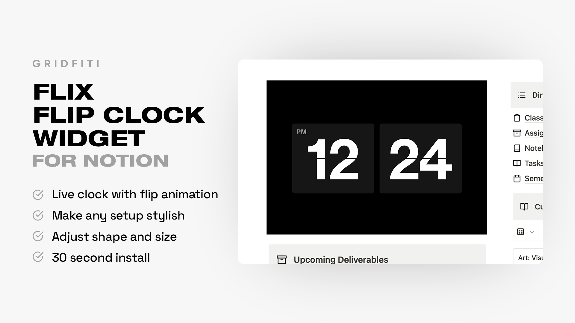 Apption - Embed Notion Flix – Modern Flip Clock Widget